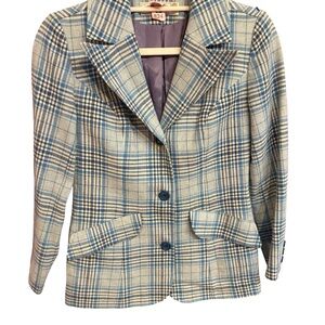 Vintage Young Pendleton Plaid Women's Blazer Jacket 100% Virgin Wool 5-6